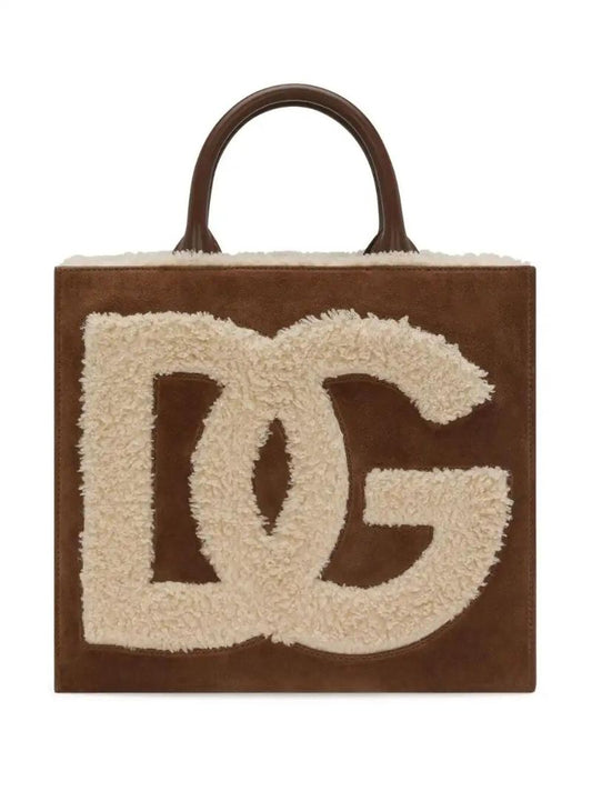 Logo-embroidered Shearling-detail Bag