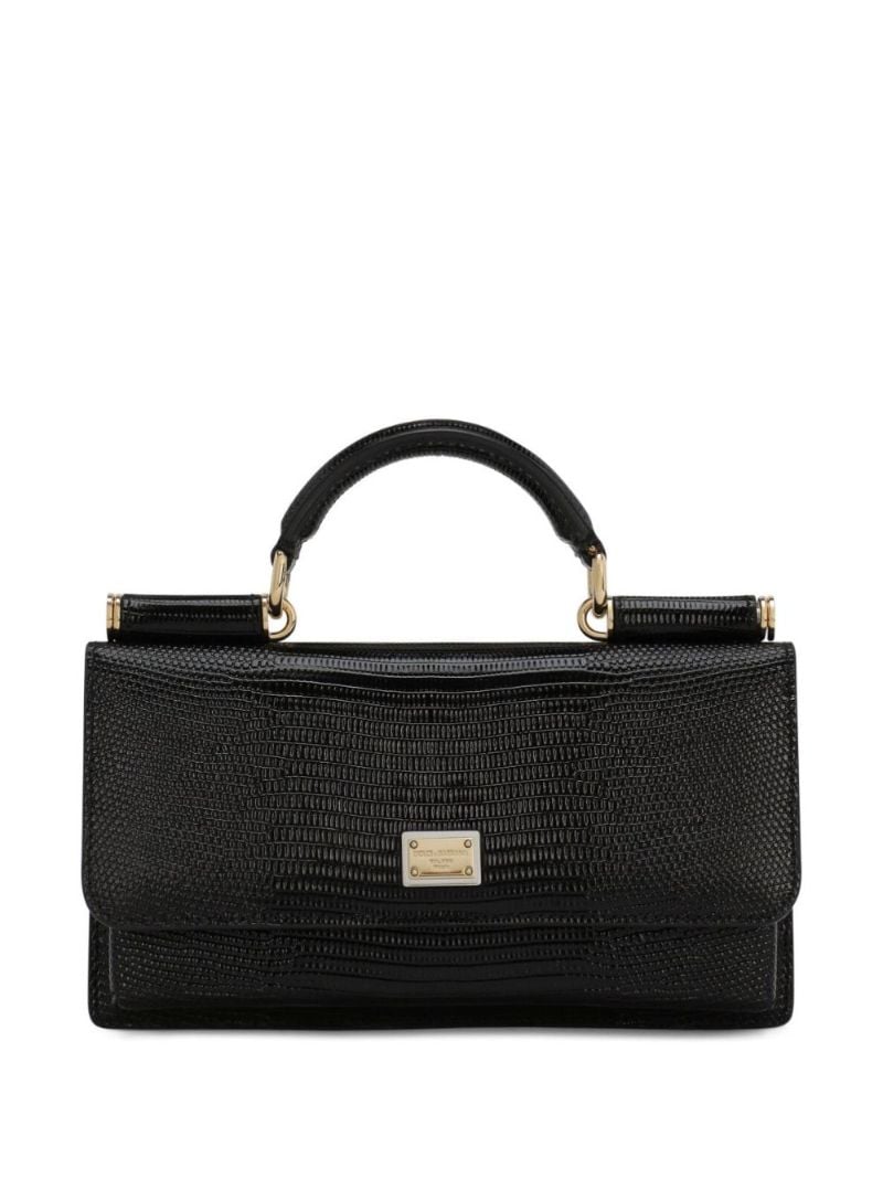 Black Sicily Iguana-effect Mini Leather Shoulder Bag
