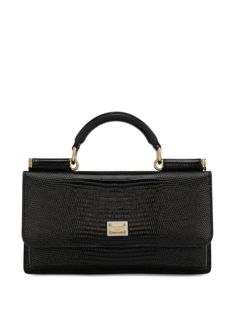 Black Sicily Iguana-effect Mini Leather Shoulder Bag