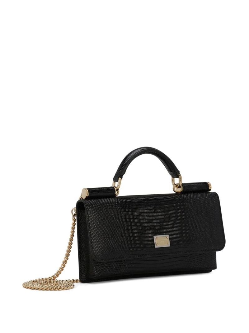 Black Sicily Iguana-effect Mini Leather Shoulder Bag