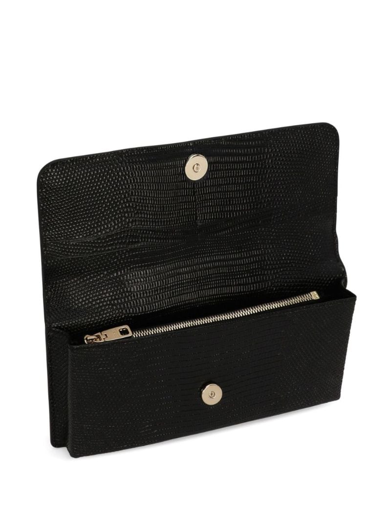 Black Sicily Iguana-effect Mini Leather Shoulder Bag