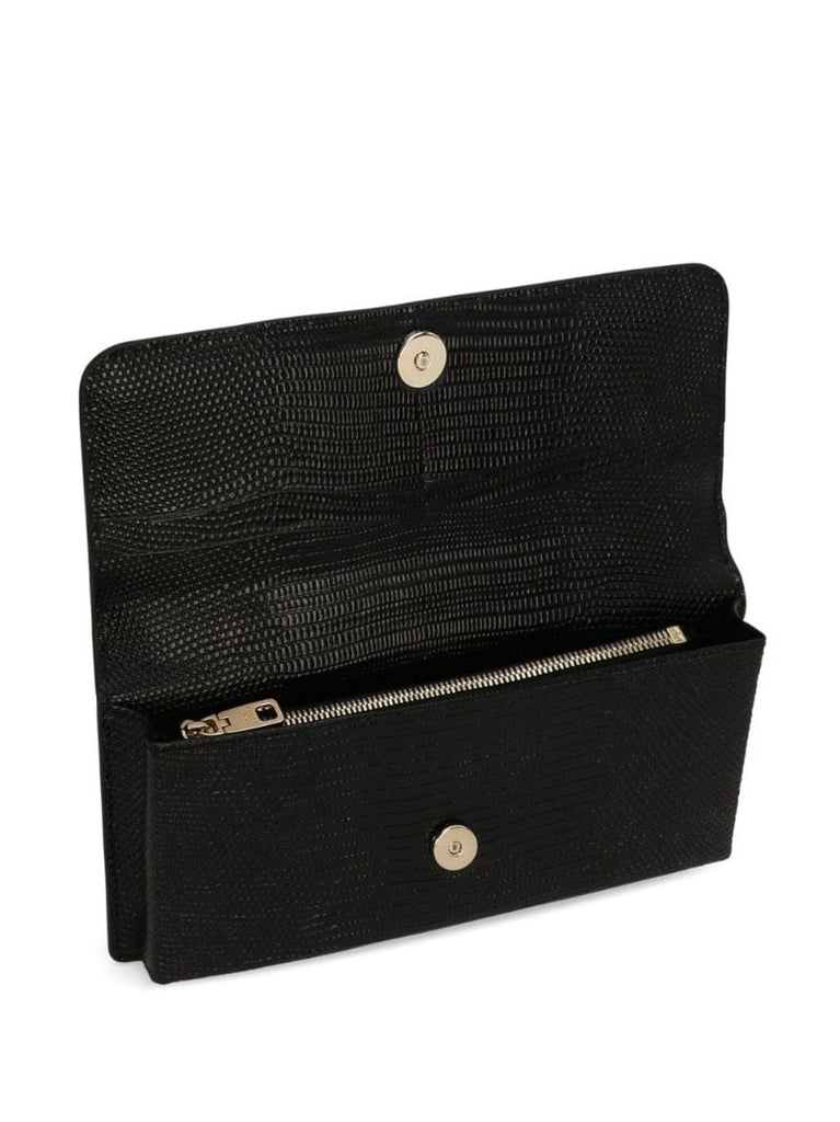 Black Sicily Iguana-effect Mini Leather Shoulder Bag