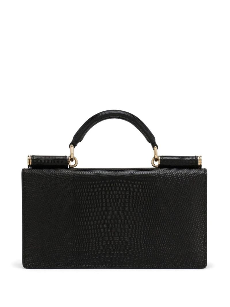 Black Sicily Iguana-effect Mini Leather Shoulder Bag