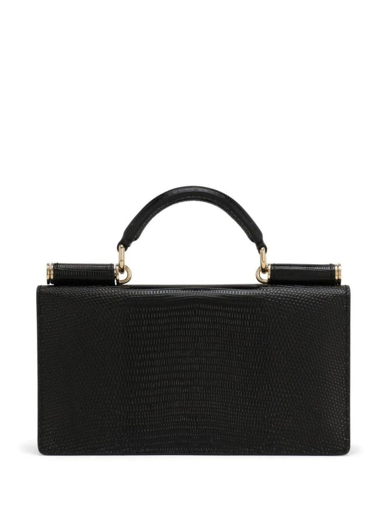 Black Sicily Iguana-effect Mini Leather Shoulder Bag
