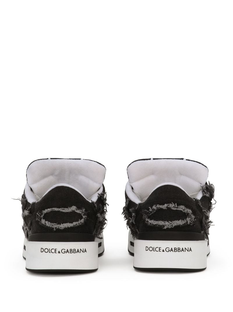 Black and White New Roma Frayed Sneakers