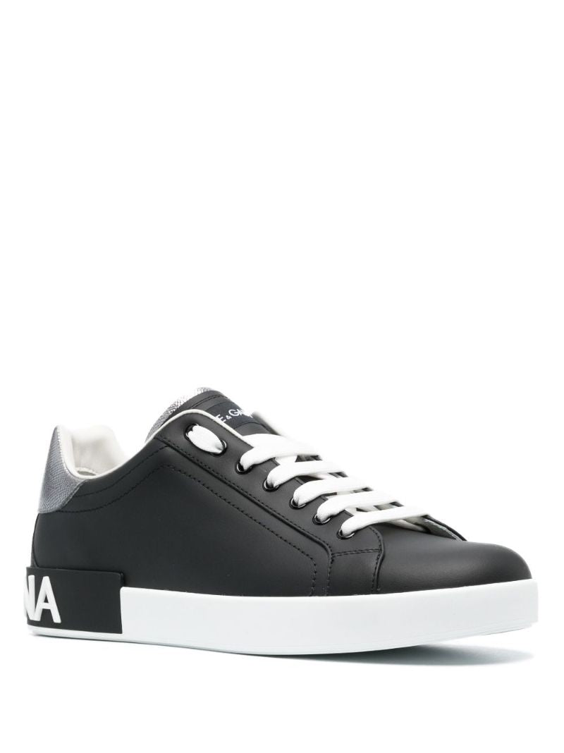 Black Portofino Leather Sneakers