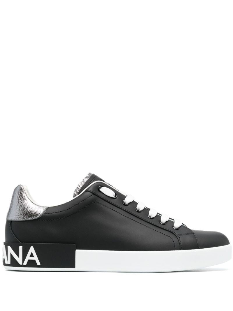 Black Portofino Leather Sneakers
