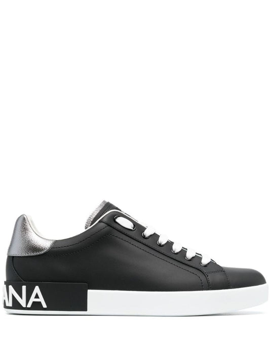 Black Portofino Leather Sneakers