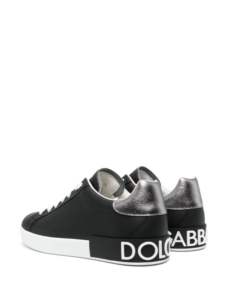 Black Portofino Leather Sneakers
