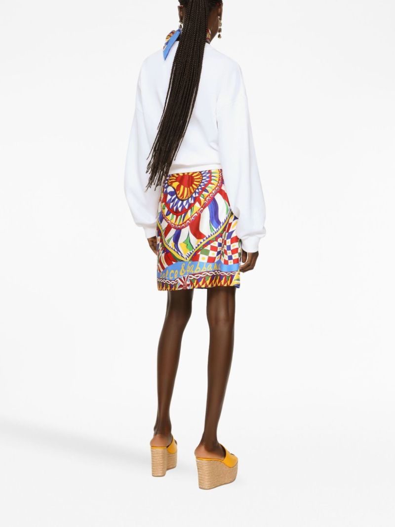 Blue Graphic Print A-line Skirt