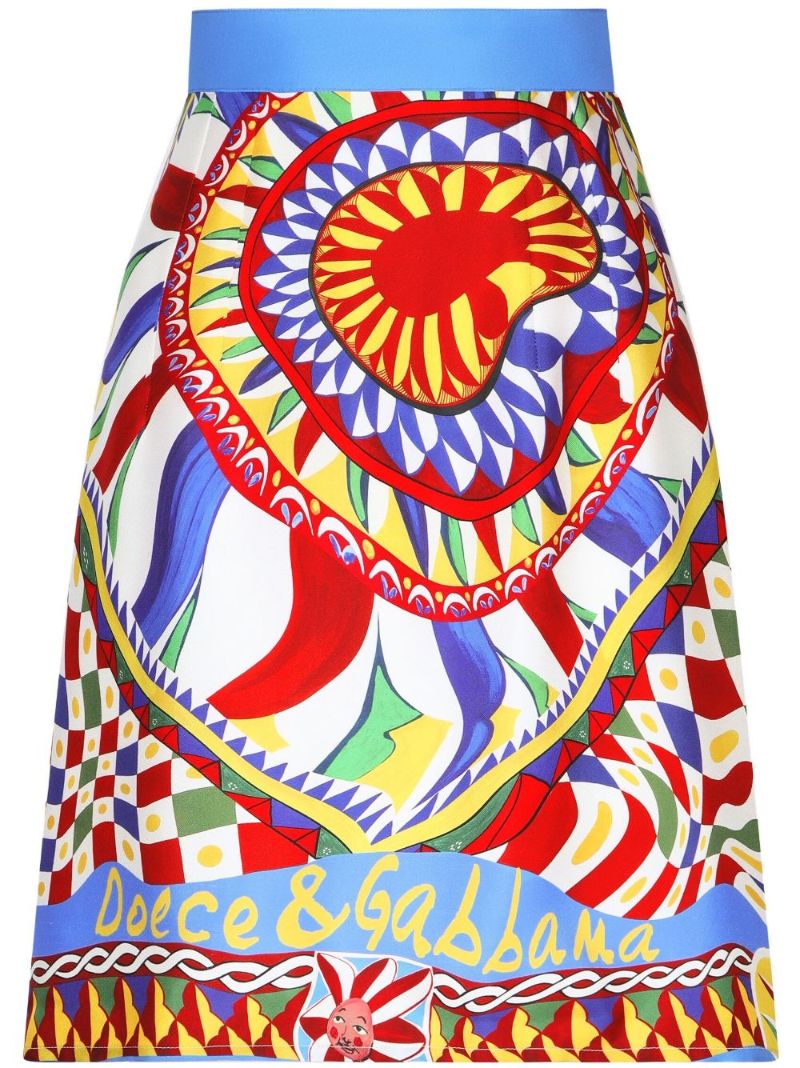 Blue Graphic Print A-line Skirt