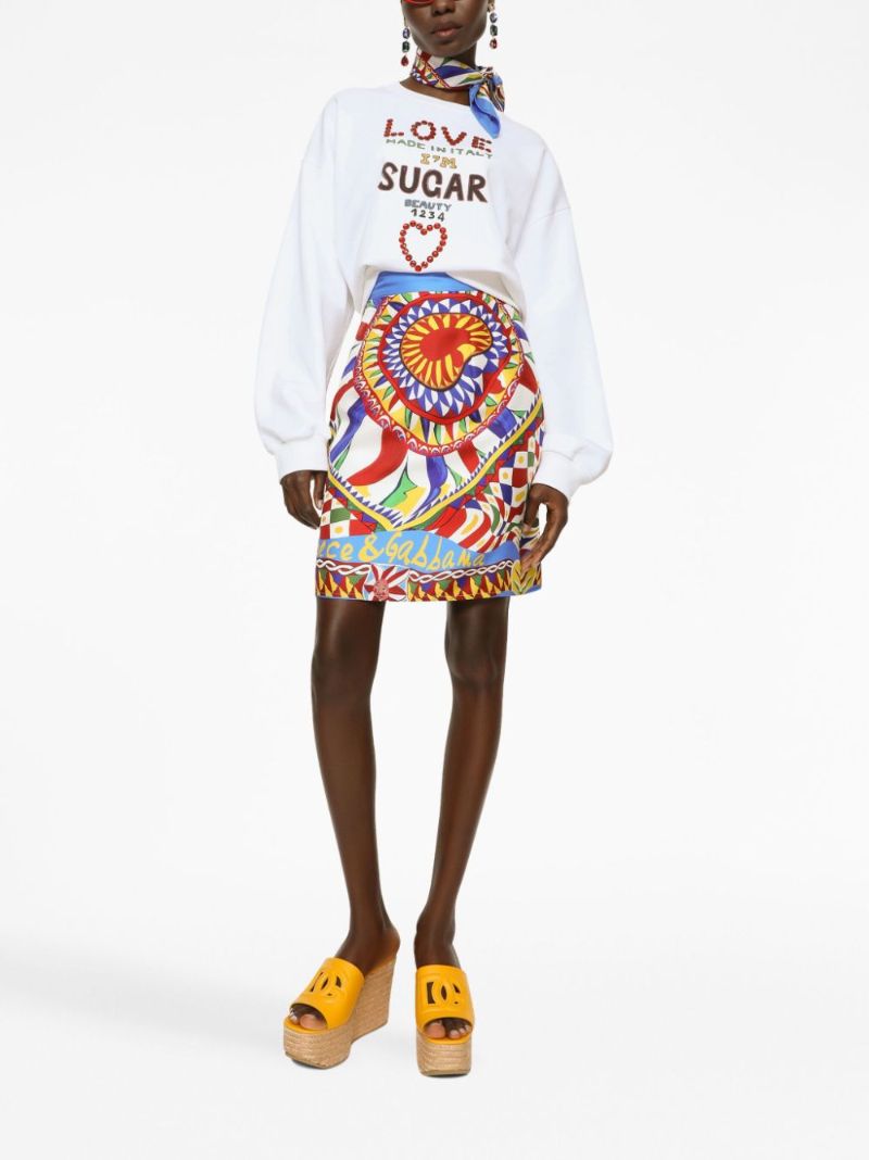 Blue Graphic Print A-line Skirt