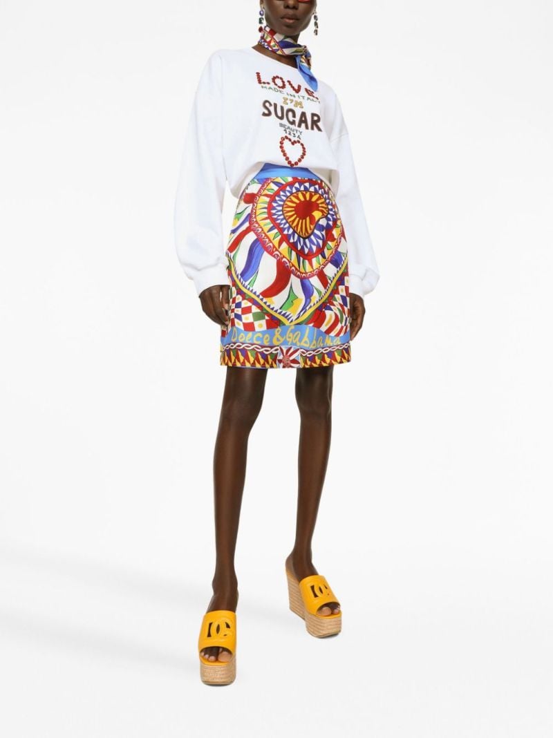 Blue Graphic Print A-line Skirt