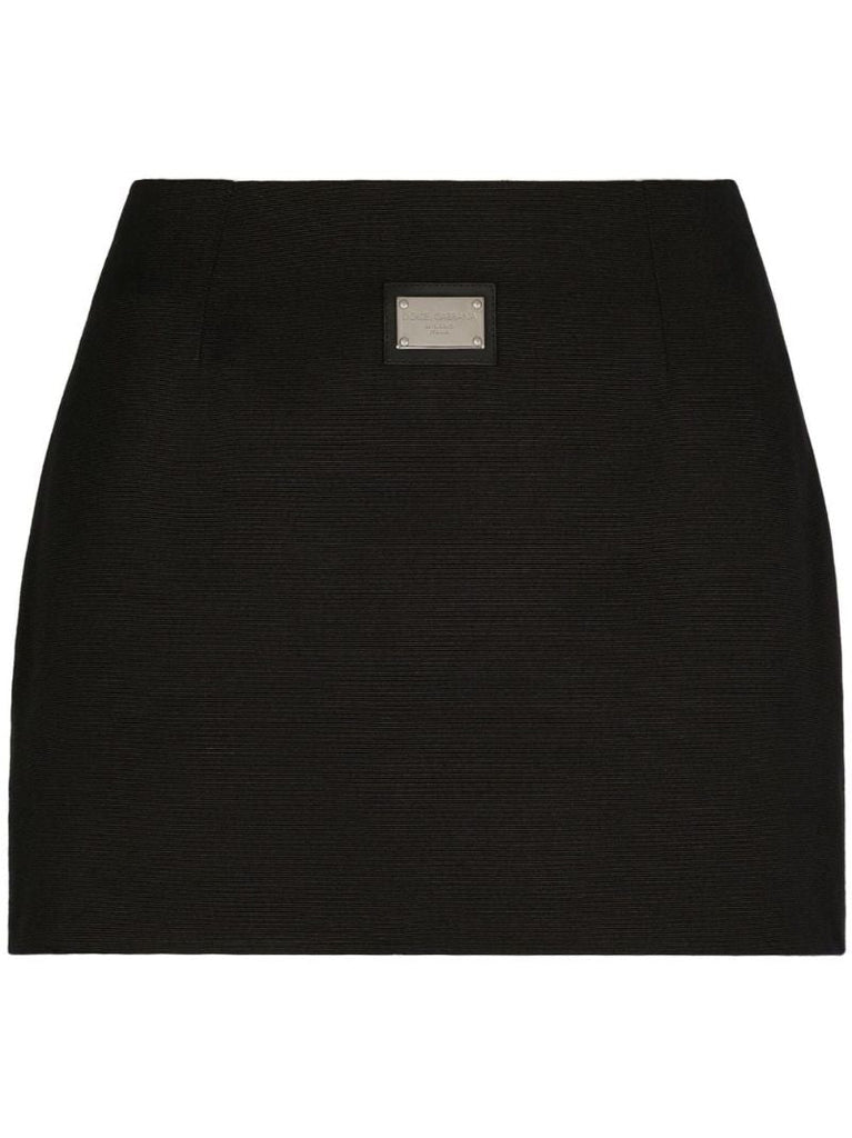 Black Logo-plaque Mini Skirt