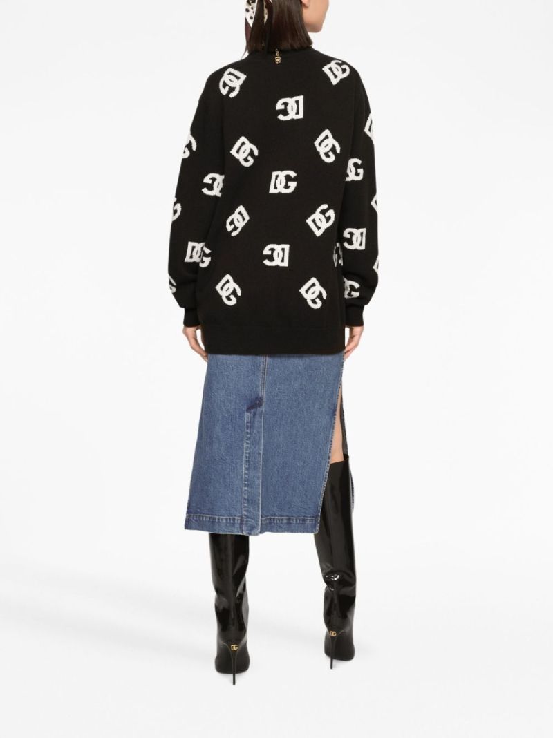 Blue High-rise Denim Midi Skirt
