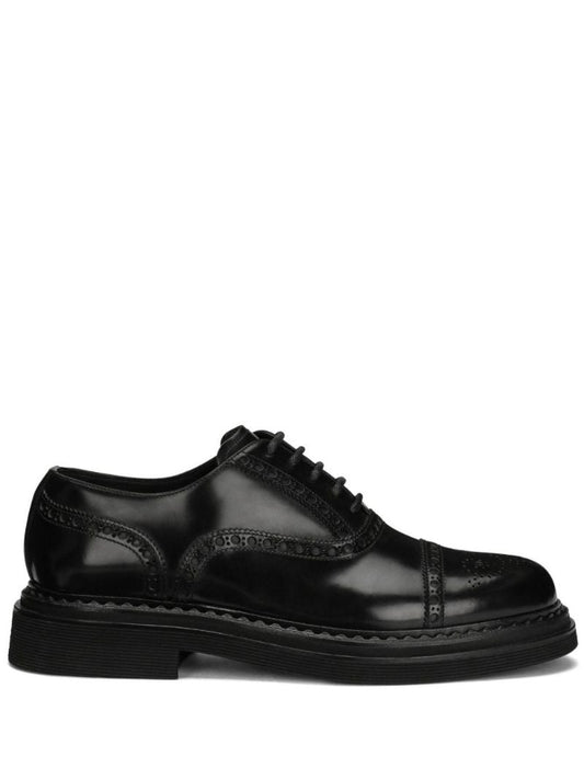 Black Francesina Leather Derby Shoes