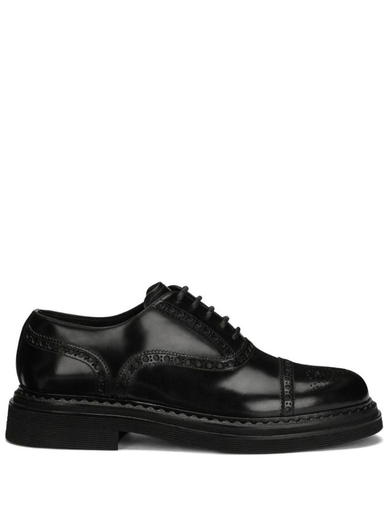 Black Francesina Leather Derby Shoes