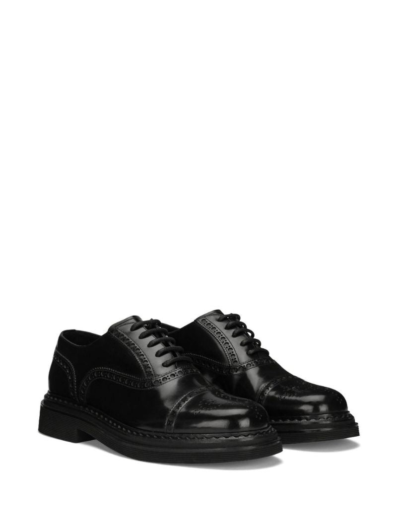 Black Francesina Leather Derby Shoes