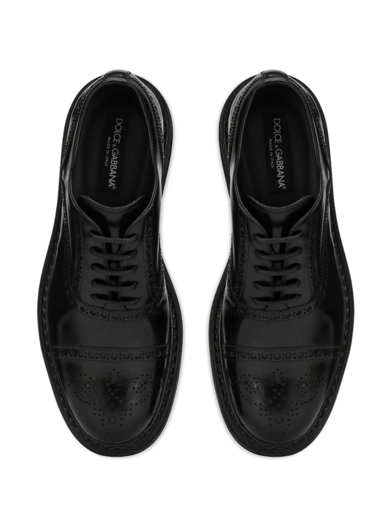 Black Francesina Leather Derby Shoes