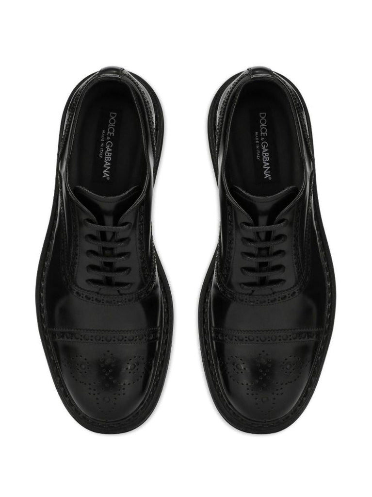 Black Francesina Leather Derby Shoes
