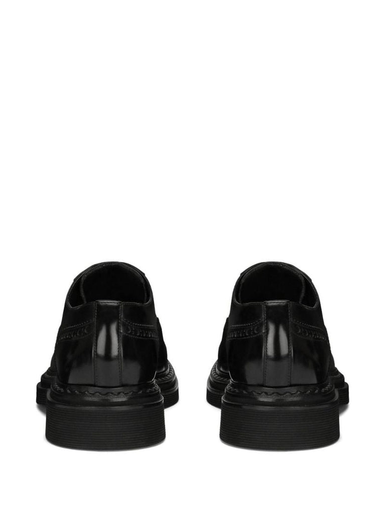 Black Francesina Leather Derby Shoes