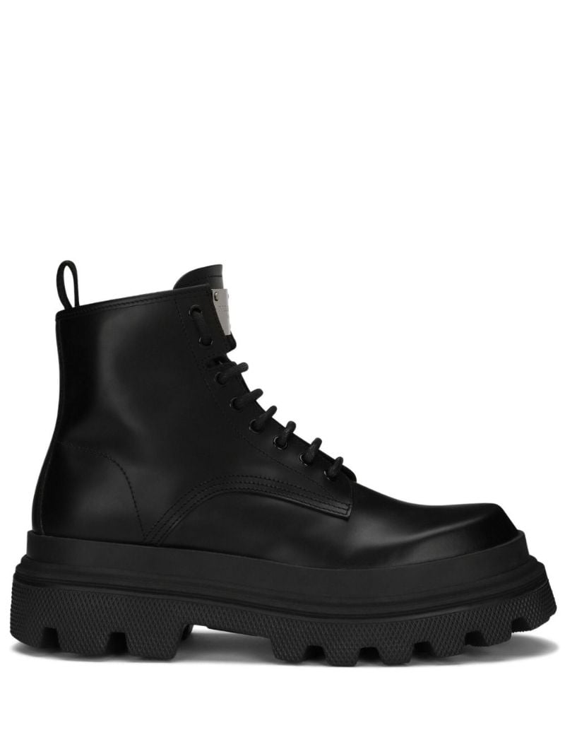 Black Hi-trekking Leather Ankle Boots