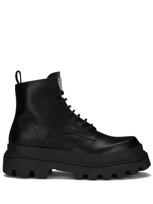 Black Hi-trekking Leather Ankle Boots