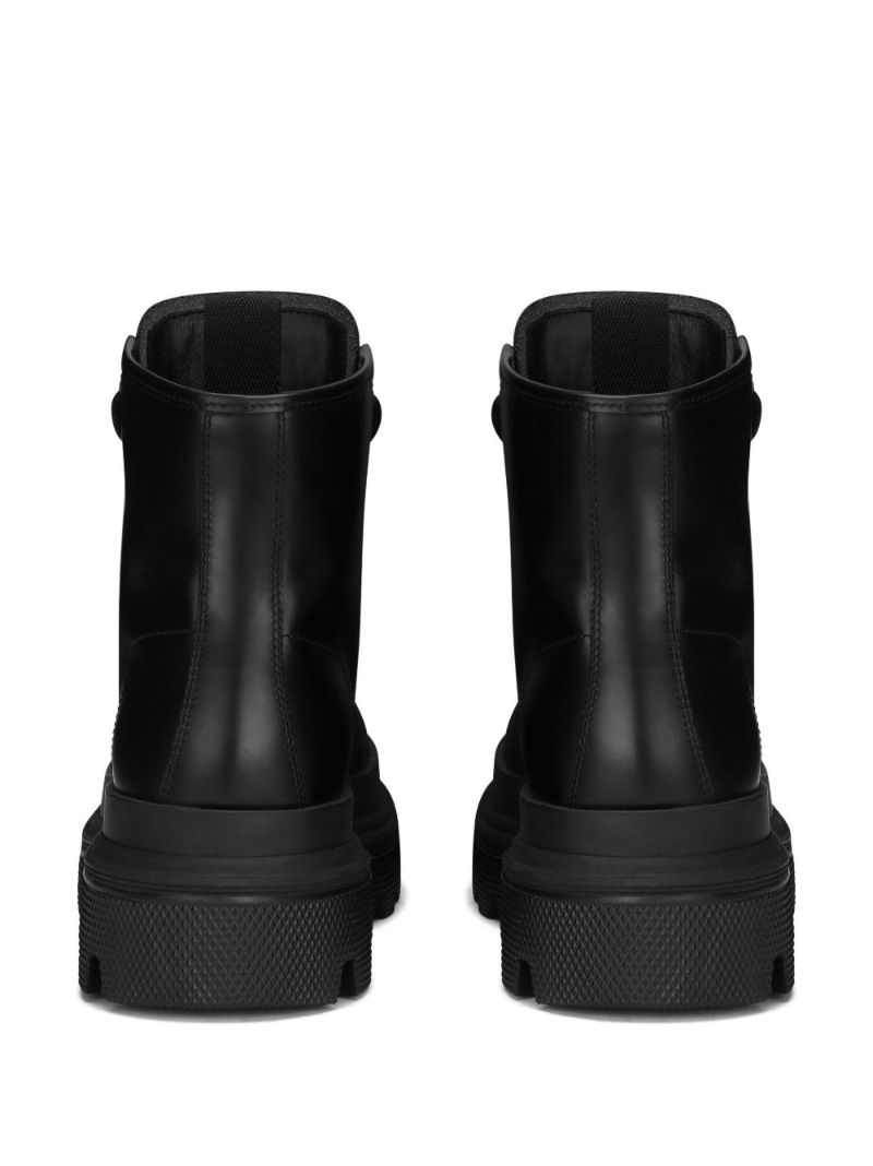 Black Hi-trekking Leather Ankle Boots