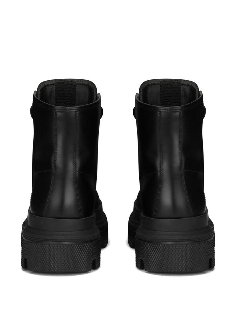 Black Hi-trekking Leather Ankle Boots