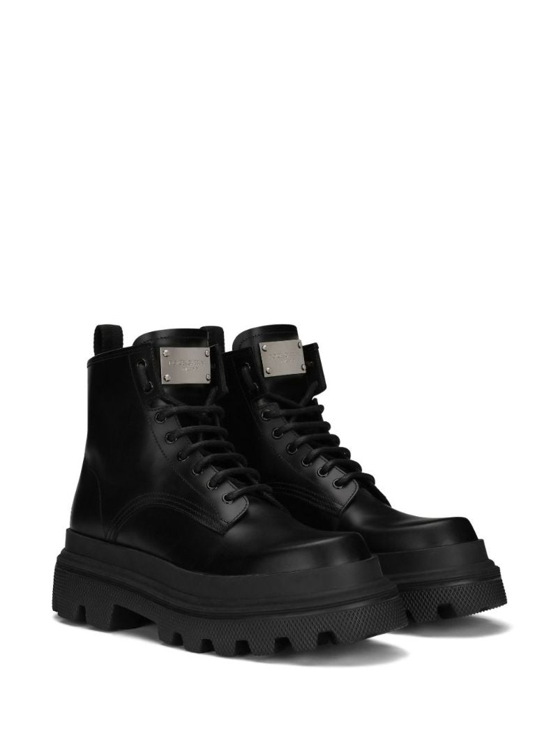Black Hi-trekking Leather Ankle Boots