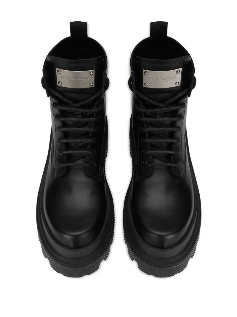 Black Hi-trekking Leather Ankle Boots