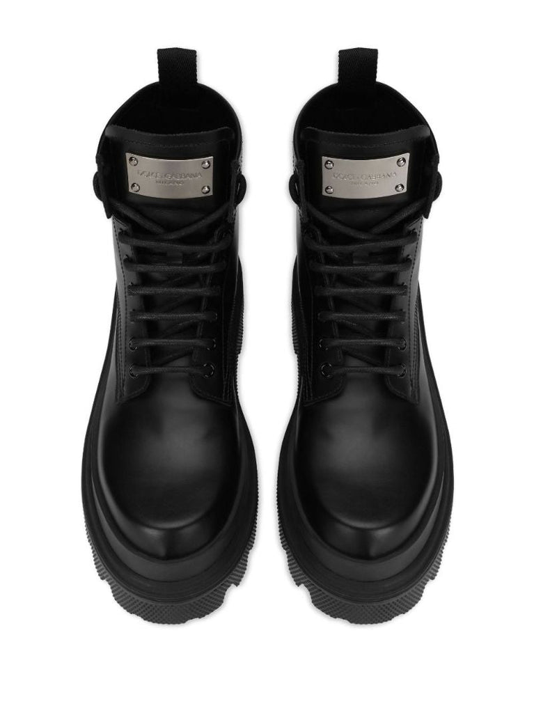 Black Hi-trekking Leather Ankle Boots