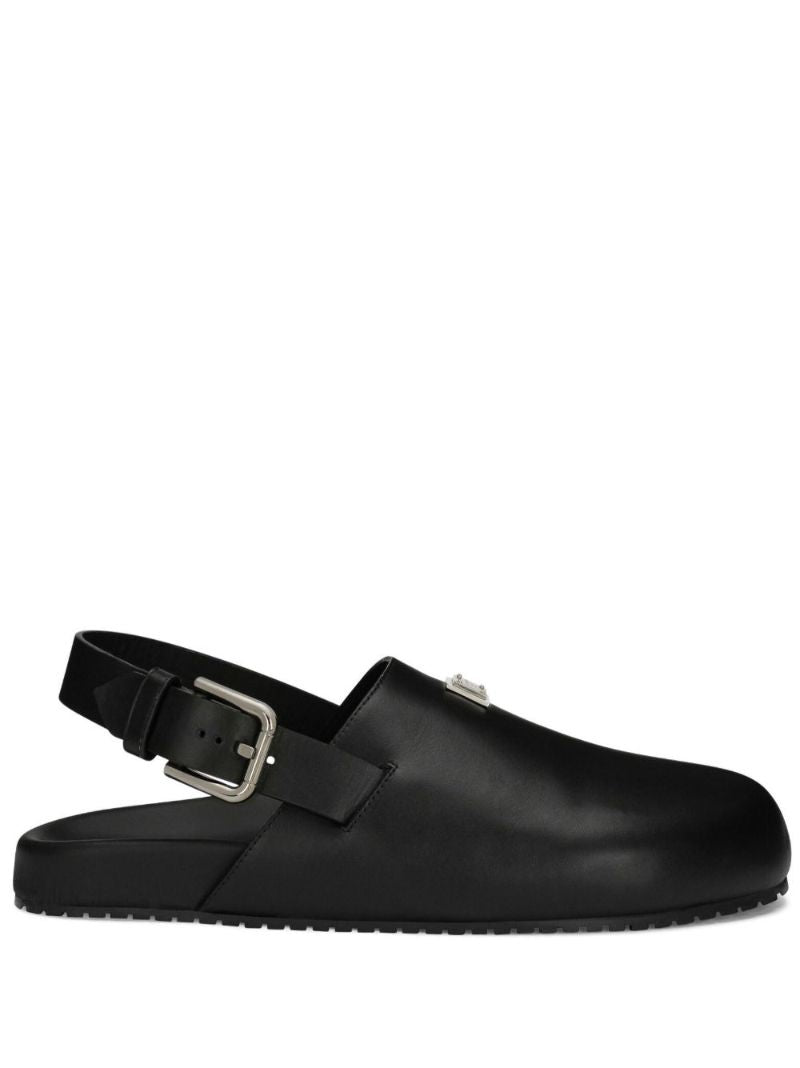Black Logo-plaque Leather Sandals