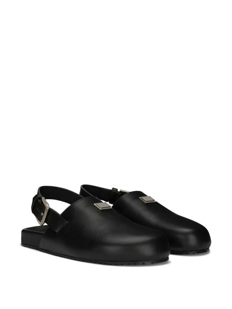 Black Logo-plaque Leather Sandals