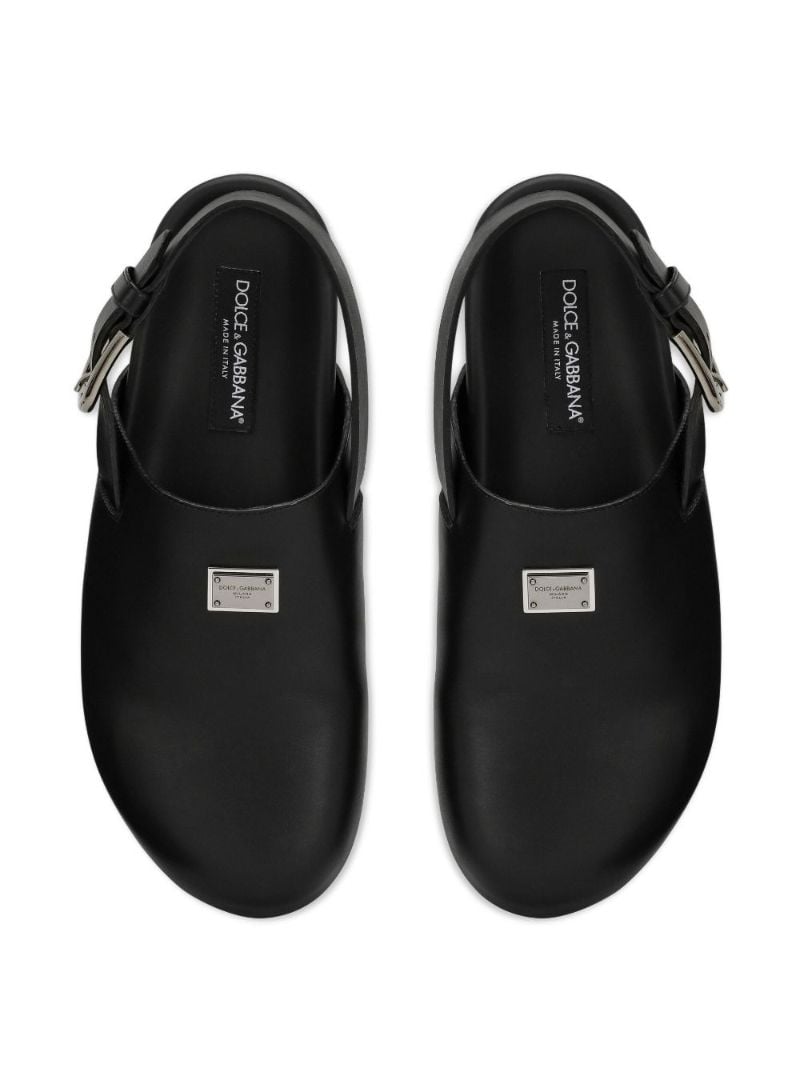 Black Logo-plaque Leather Sandals