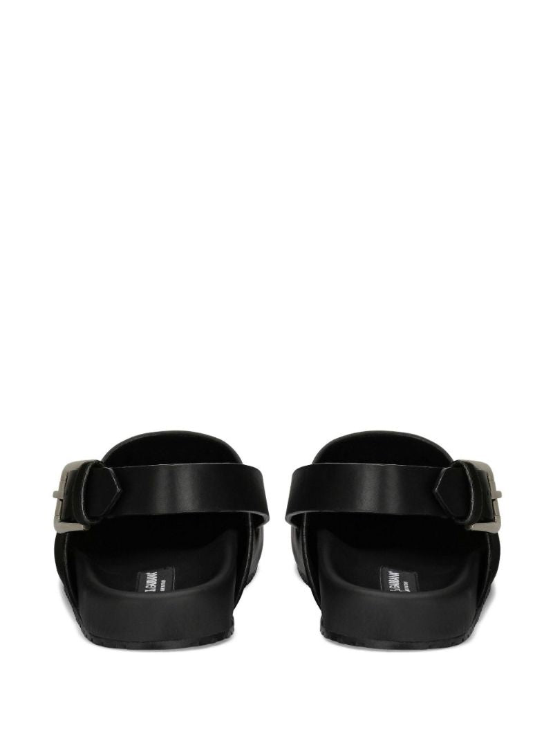 Black Logo-plaque Leather Sandals