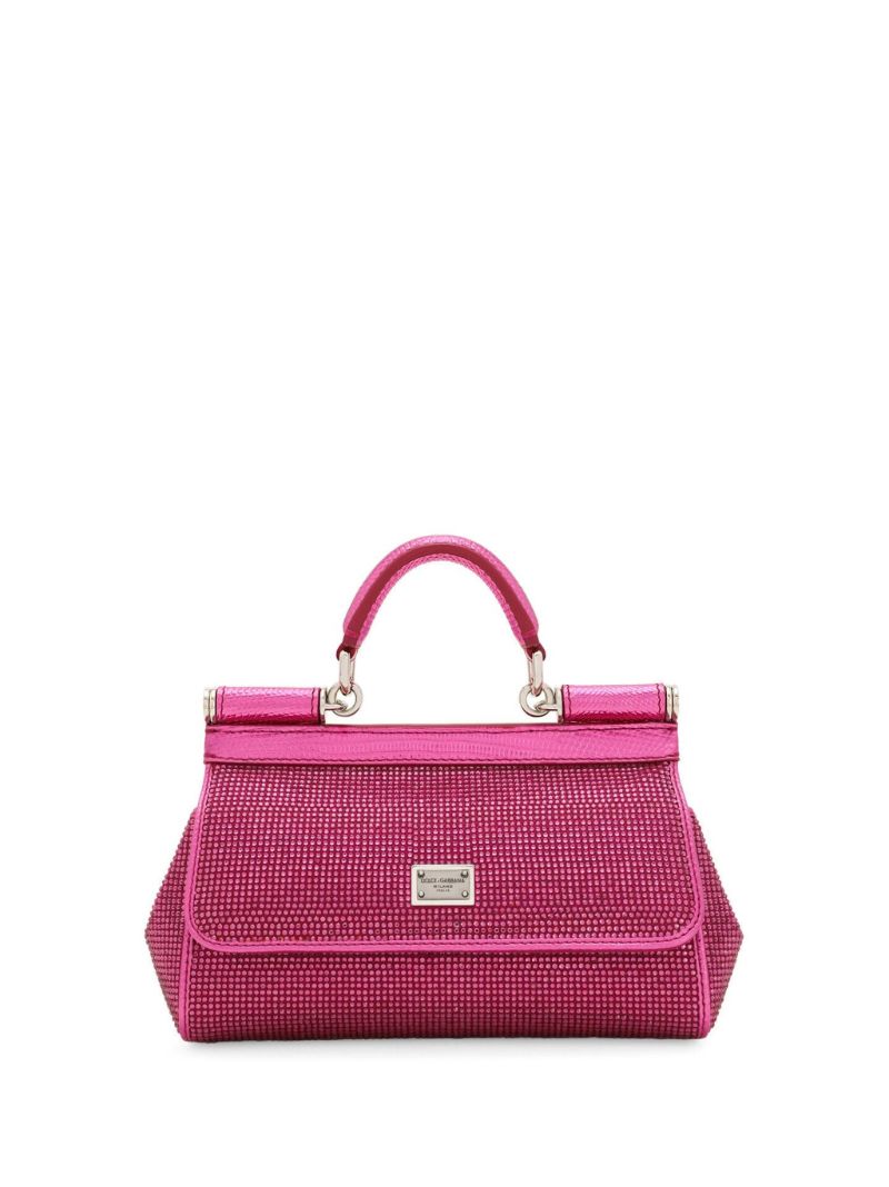 Pink Sicily Small Embellished Top Handle Bag