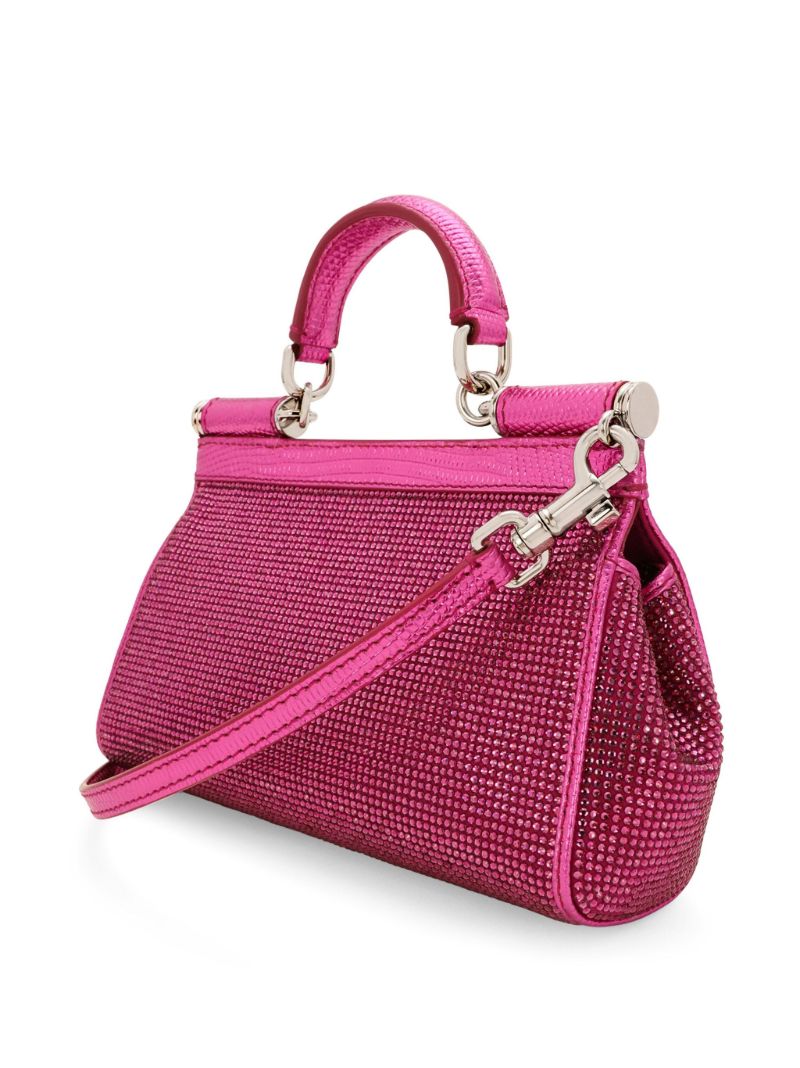 Pink Sicily Small Embellished Top Handle Bag