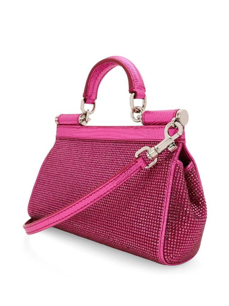 Pink Sicily Small Embellished Top Handle Bag