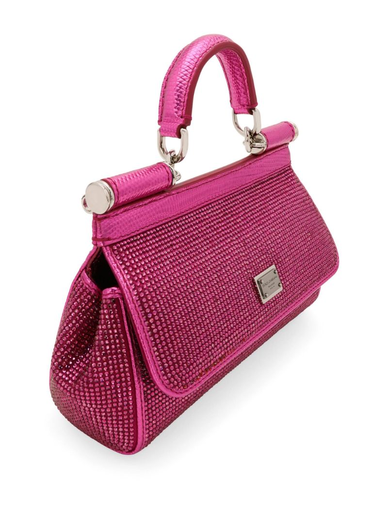 Pink Sicily Small Embellished Top Handle Bag