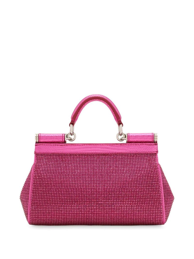 Pink Sicily Small Embellished Top Handle Bag