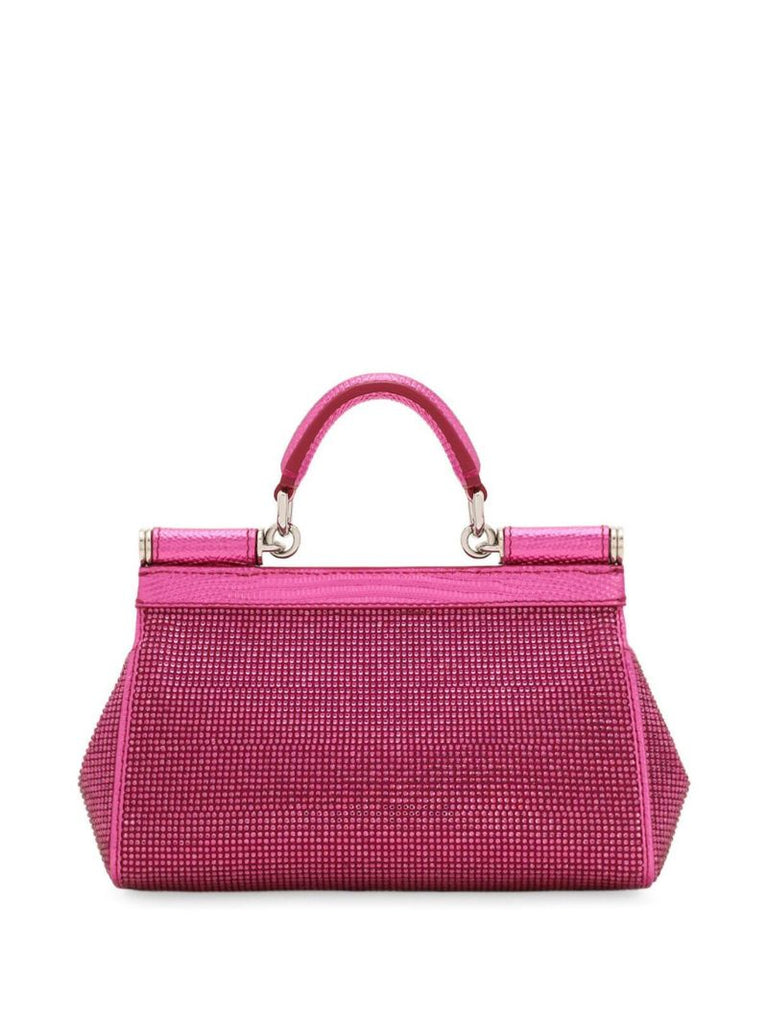 Pink Sicily Small Embellished Top Handle Bag