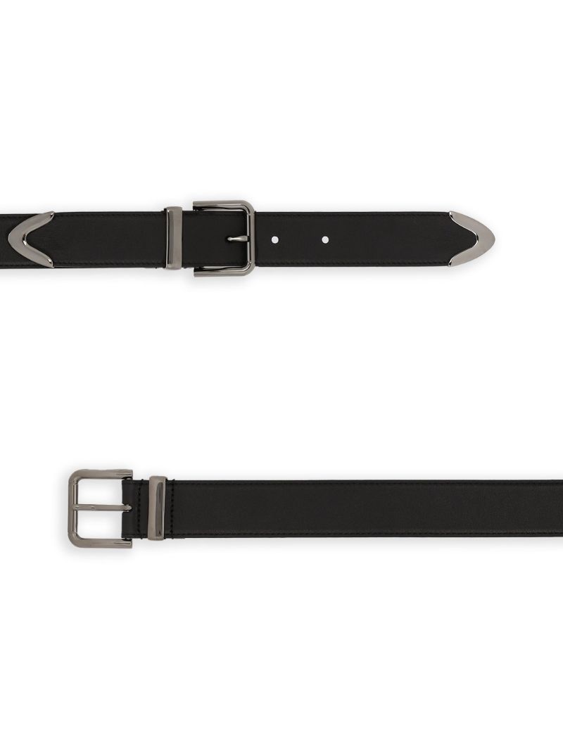 Black Double-buckle Leather Belt