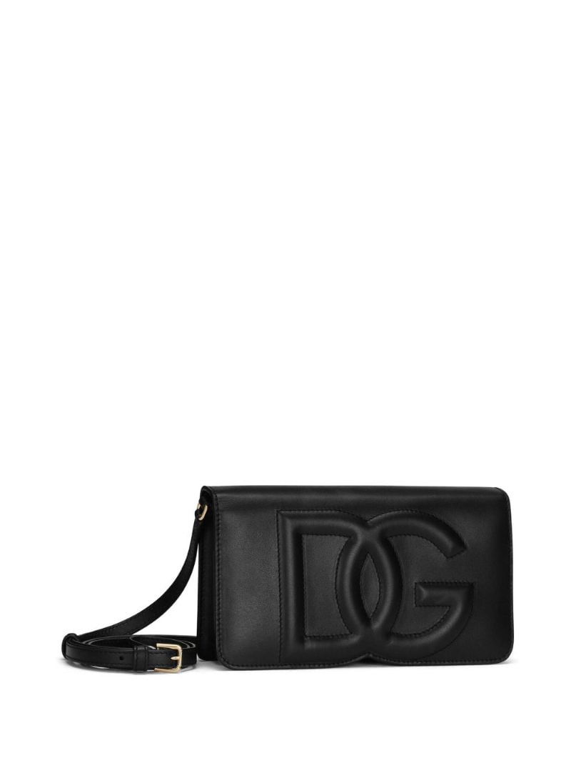 Black Dg Logo Leather Shoulder Bag