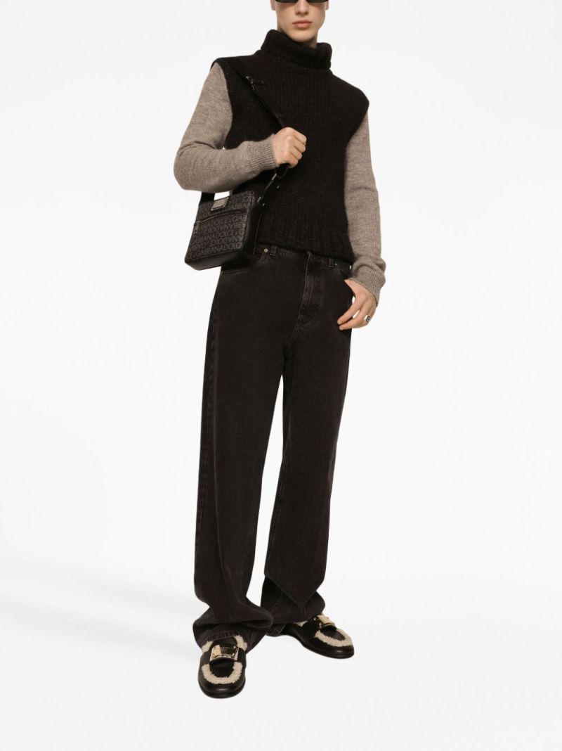 Black Logo Jacquard Crossbody Bag