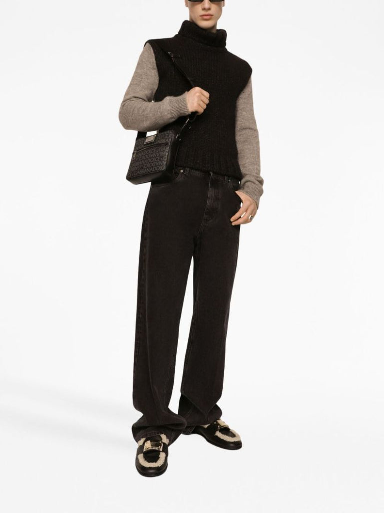 Black Logo Jacquard Crossbody Bag