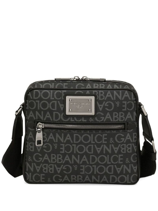 Black Logo Jacquard Crossbody Bag