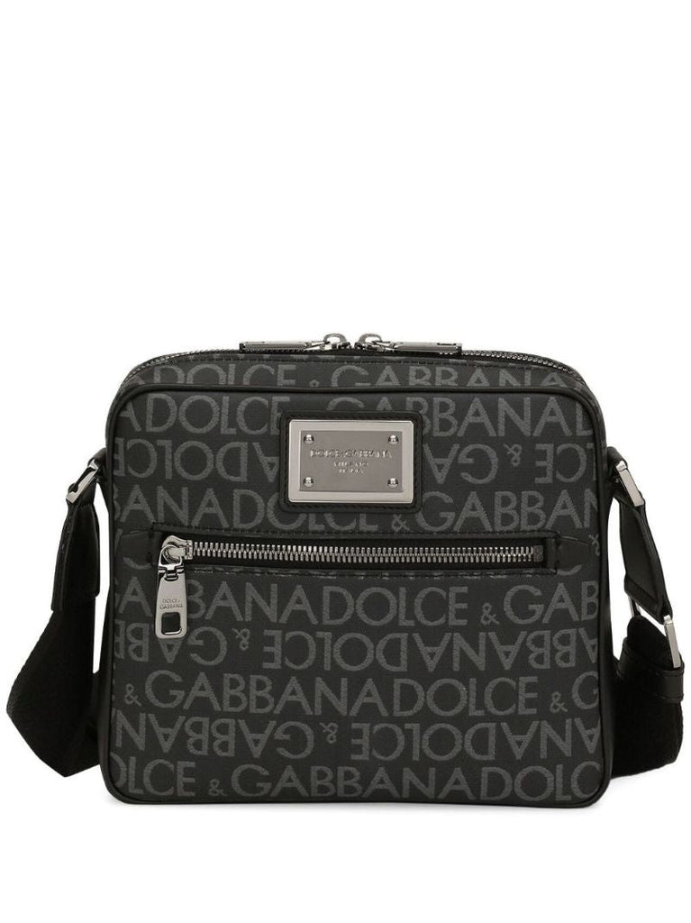 Black Logo Jacquard Crossbody Bag