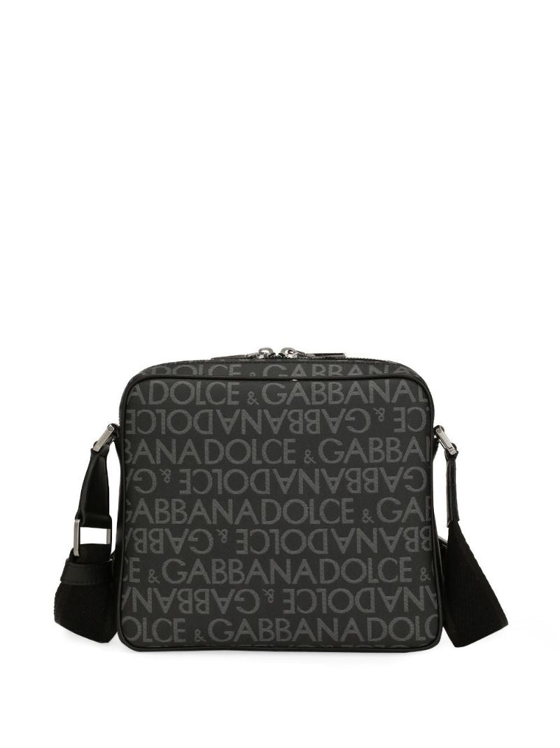 Black Logo Jacquard Crossbody Bag