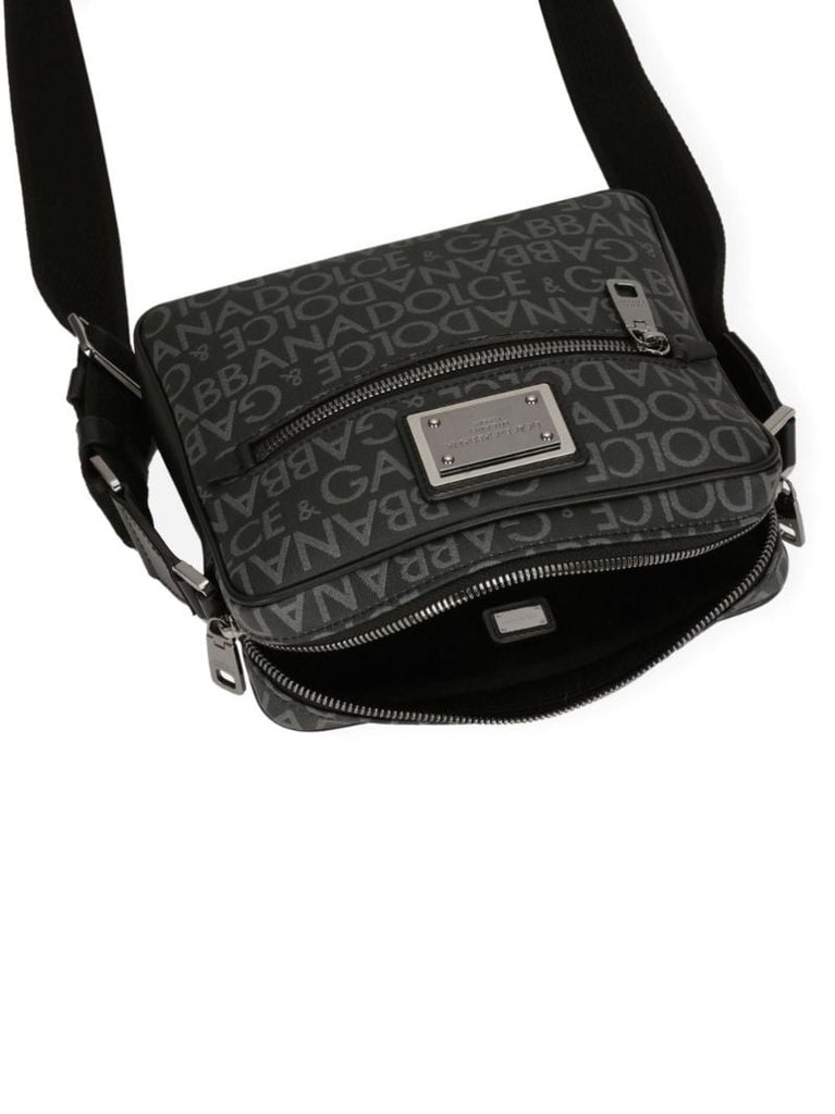Black Logo Jacquard Crossbody Bag